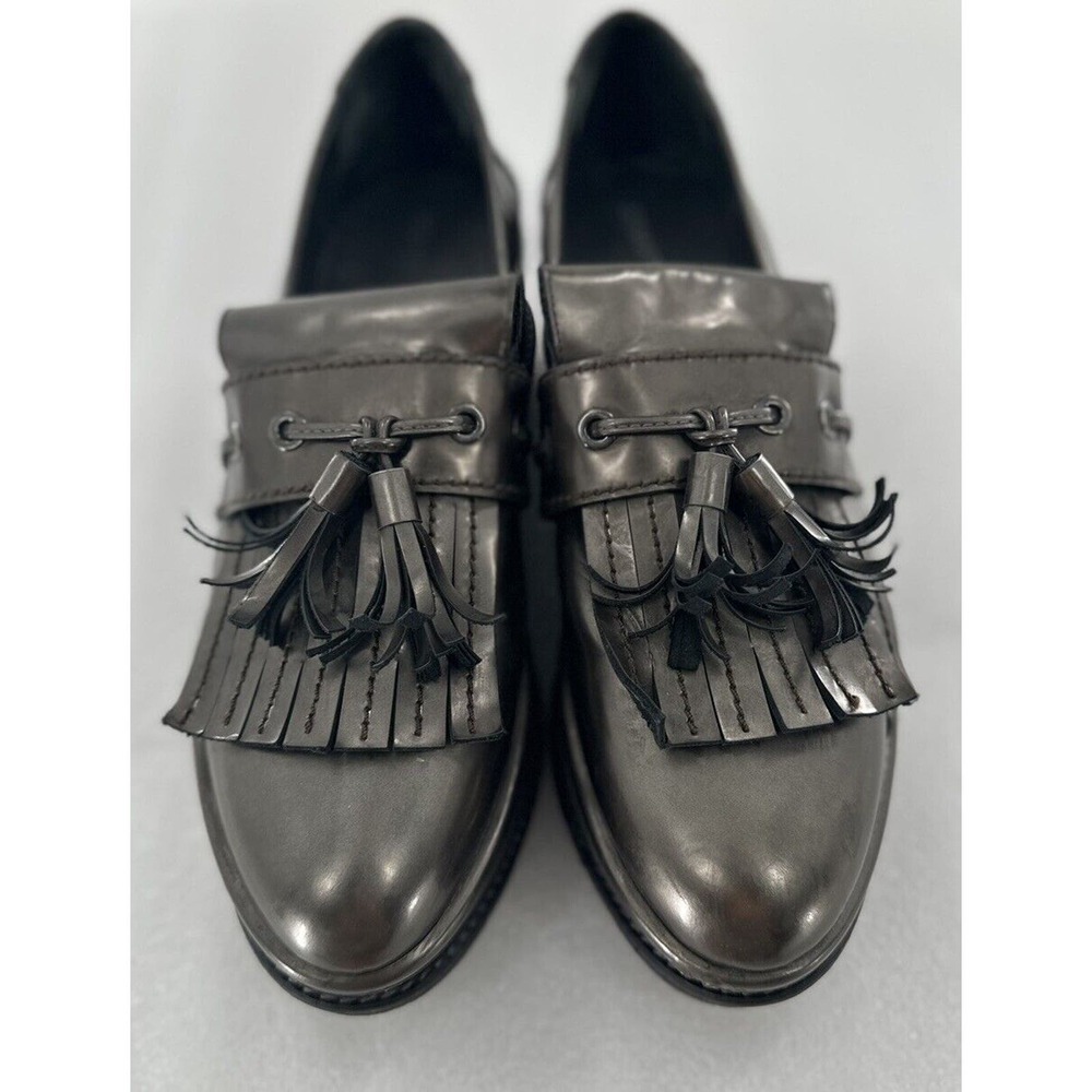 Stuart Weitzman Loafers Shoes Platform Chunky Y2K Metallic Size 8.5 M Grey - Picture 8 of 13